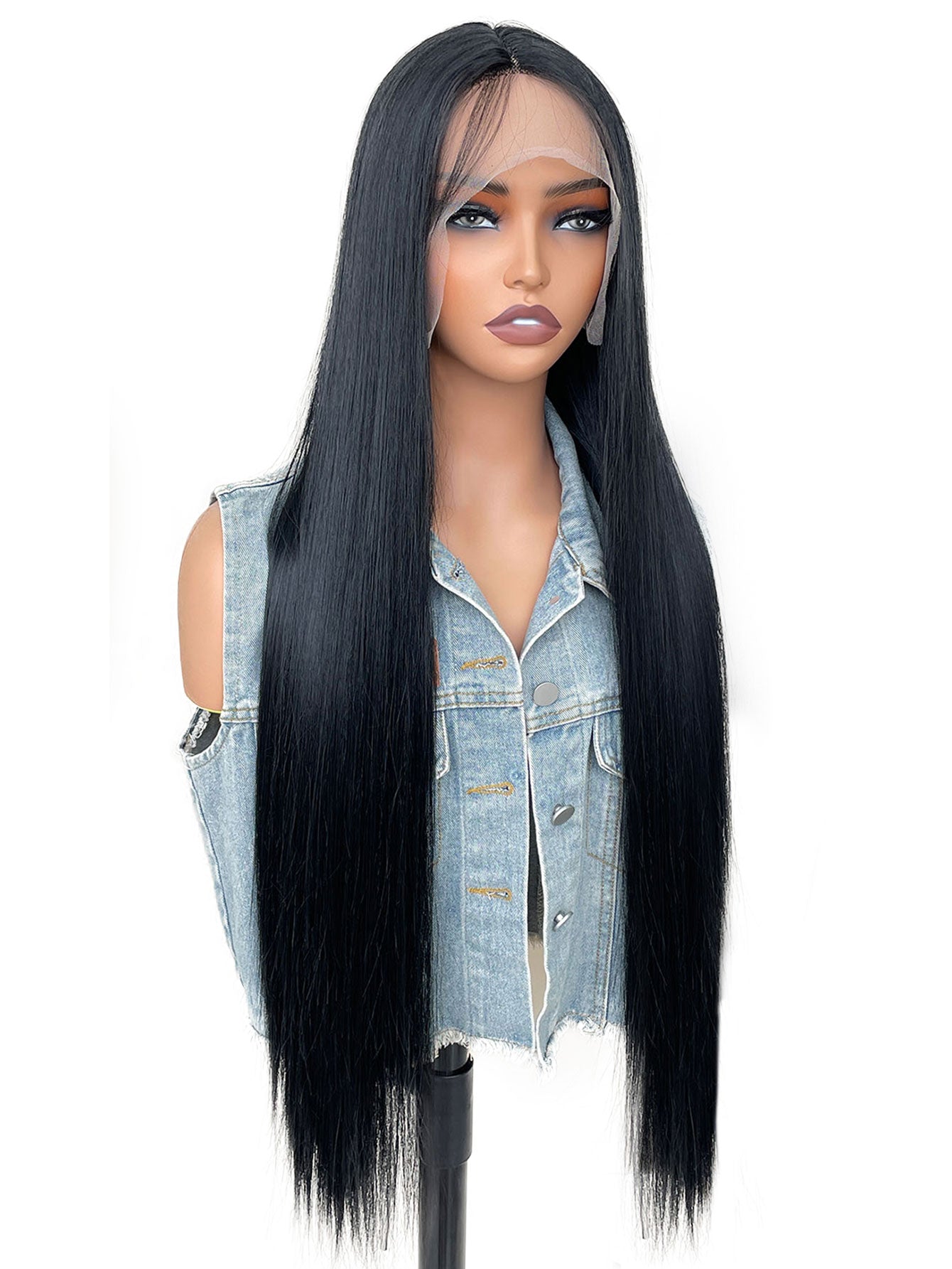 13*6 Fluffy, heat - resistant synthetic realistic hair HD Lace Front Super Long Straight strands multiple colors to choose from
