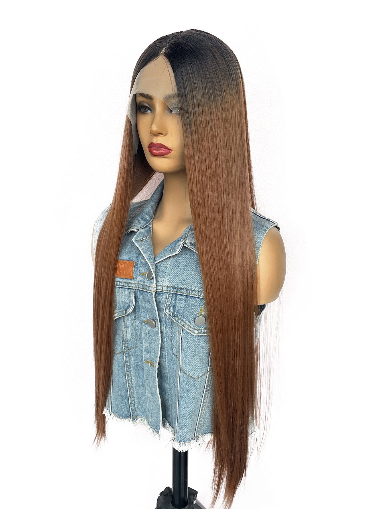 13x4x1  T-Part Synthetic Lace Wig - Long Straight Hair for Daily & Party Use
