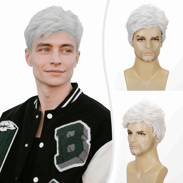High-Temperature Resistant Men's Wig – Synthetic Fiber, Perm-Friendly