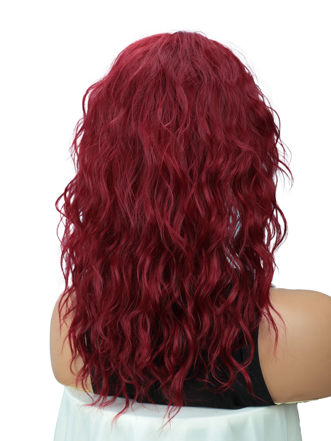 Charming 18 inch long wavy curly wig with bangs for women - great for Christmas, cosplay, Halloween and everyday fashion