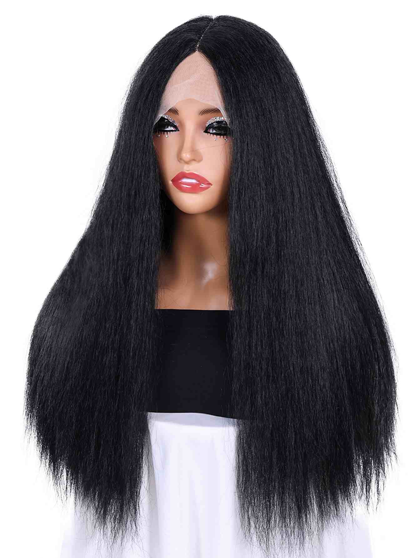 Long Yaki Straight Wig Synthetic Wig Beginners Friendly Heat Resistant 13*4*1 Lace Front Wig 200% Density