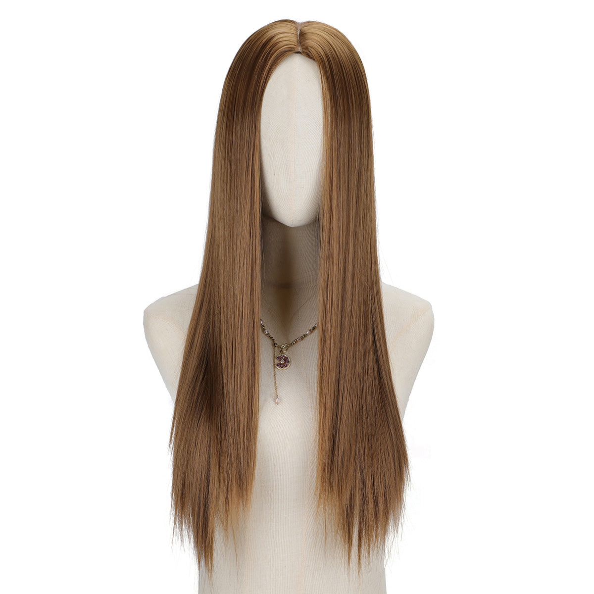 Women'S Hippie Style Wig - Only Wig, Long Straight Synthetic Orange Ginger Brown Cosplay Wig, Heat Resistant Rose Net, 100% Density - Perfect for 60s, 70s, 80s Women Rock Band Disco Cosplay, Halloween and Part