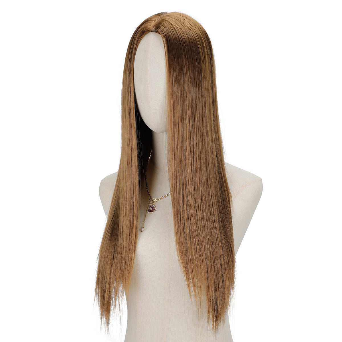 Women'S Hippie Style Wig - Only Wig, Long Straight Synthetic Orange Ginger Brown Cosplay Wig, Heat Resistant Rose Net, 100% Density - Perfect for 60s, 70s, 80s Women Rock Band Disco Cosplay, Halloween and Part
