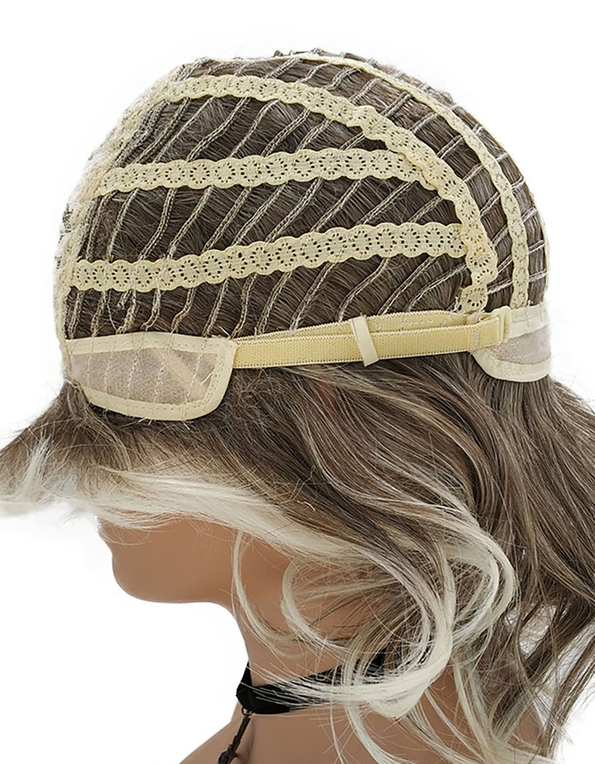 Elegant 16-Inch Mixed Color Wig for Women - Fluffy, Heat Resistant Synthetic Hair with Rose Net Cap Blonde Mix Brown Wigs for Women