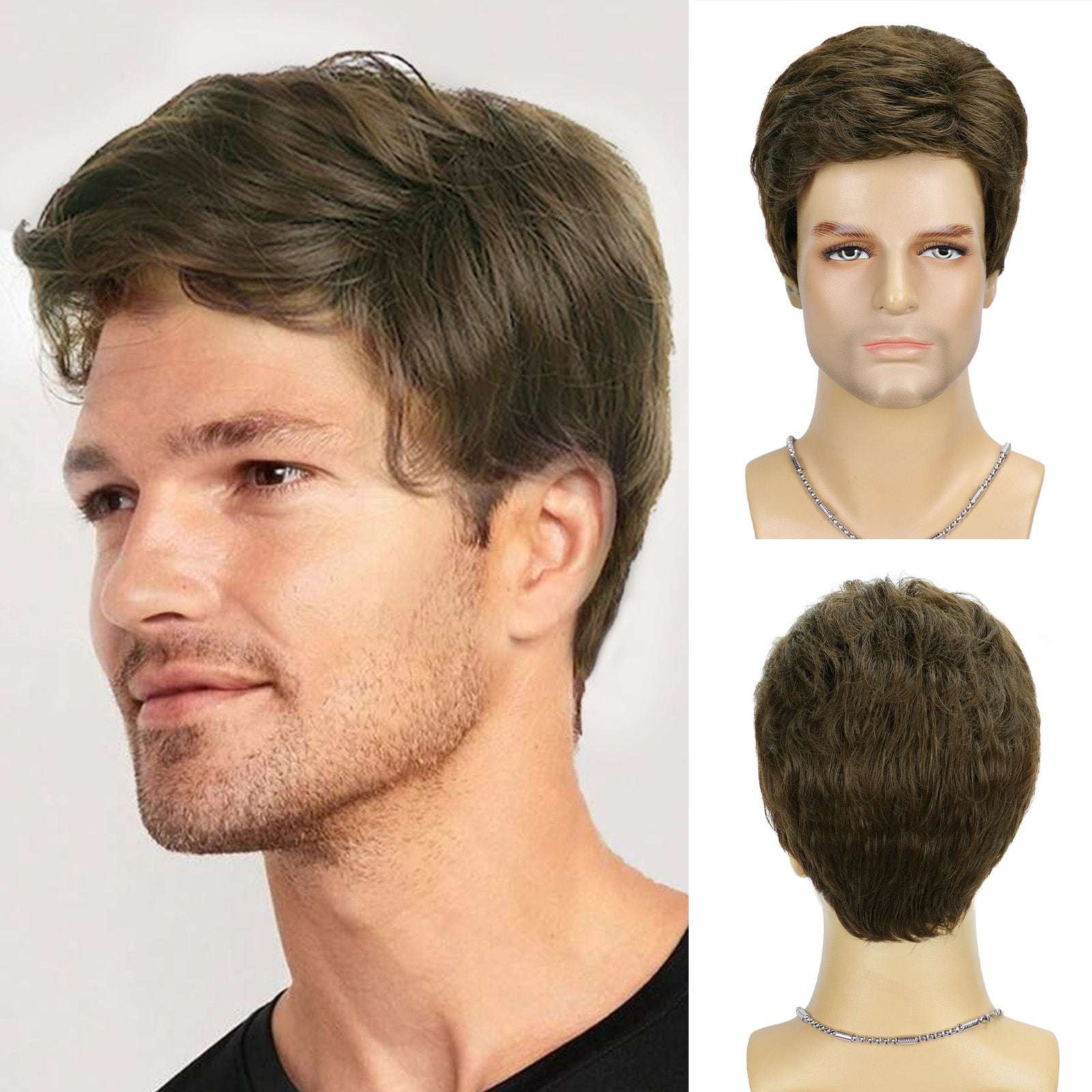 Tangle-Free Men's Wig – Durable Heat-Resistant Synthetic Hair