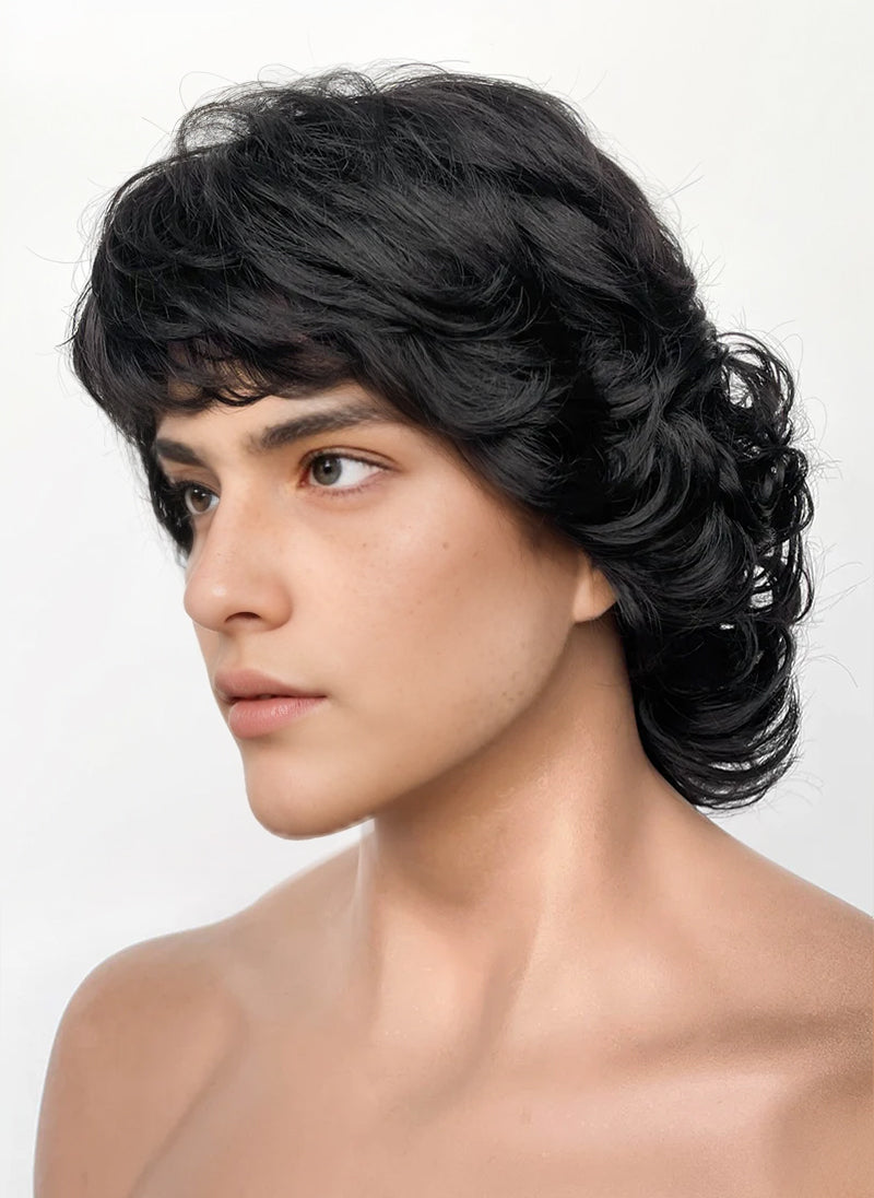 Stranger Things Mike Wheeler Black Curly Synthetic Men's Wig