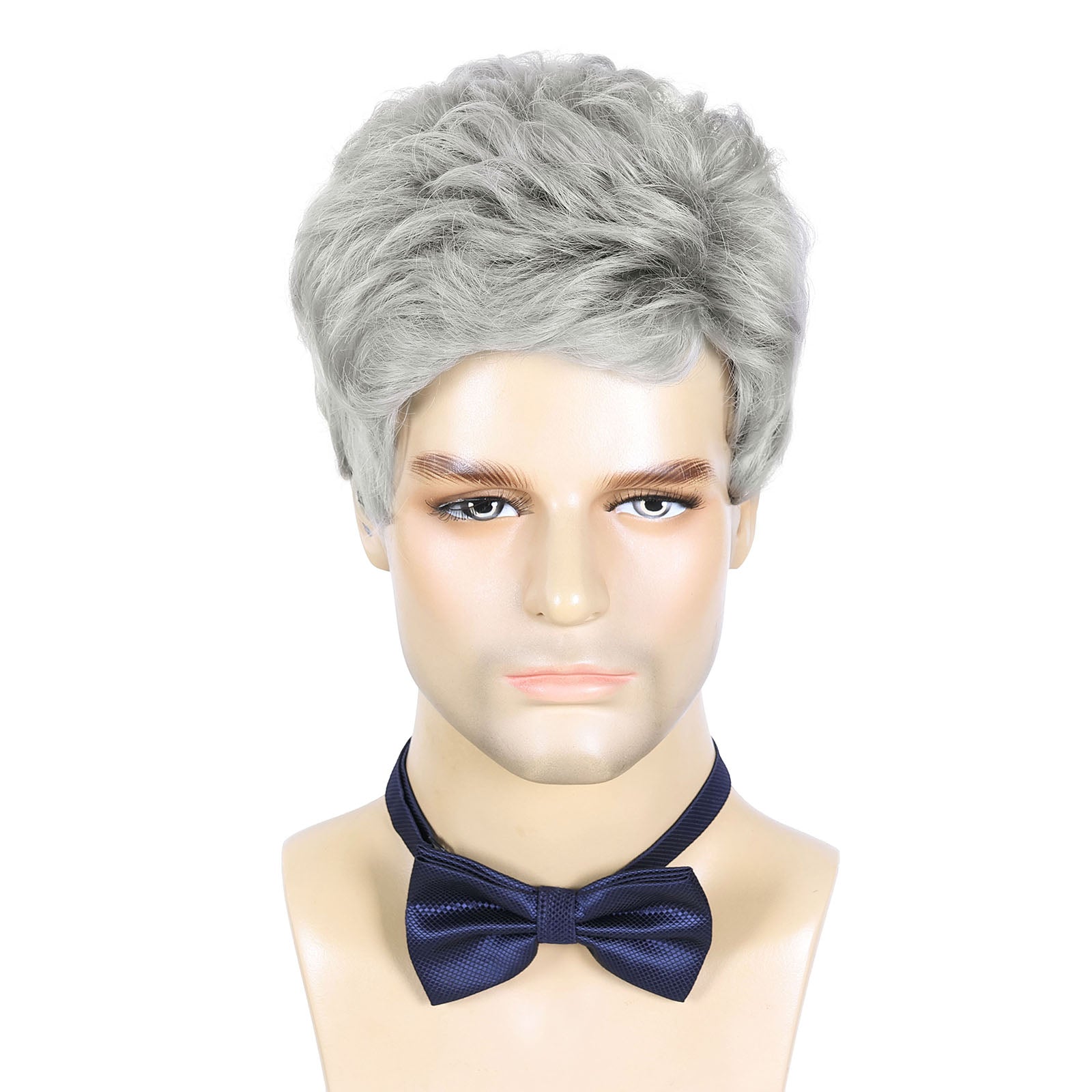 British Style Men's Wig – Heat-Resistant Material, Natural Wavy Design