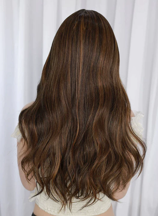 Brown Mixed Blonde Wavy Mono Top Kanekalon Lace Wig MN019