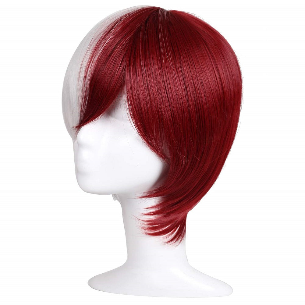 Cosplay Todoroki anime Short Half Silver White Half Red Cosplay Temperature Synthetic Wig