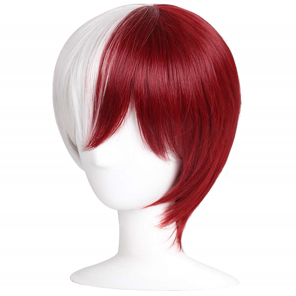 Cosplay Todoroki anime Short Half Silver White Half Red Cosplay Temperature Synthetic Wig