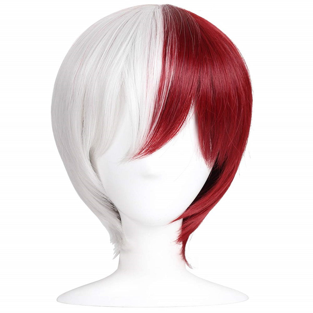 Cosplay Todoroki anime Short Half Silver White Half Red Cosplay Temperature Synthetic Wig